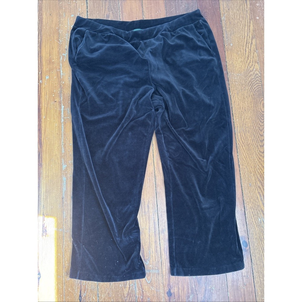 LAUREN Ralph‎ Lauren Women's Dress Pants Black Velvet Size 3X Pull On